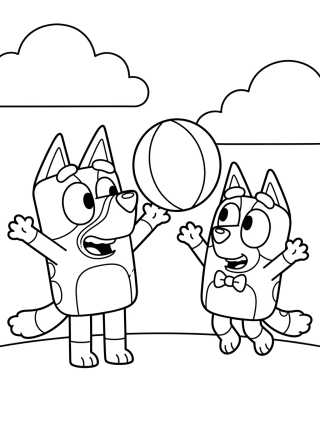 Bluey y Bingo jugando para colorir Desenho de Bluey y Bingo jugando para colorir e imprimir grátis