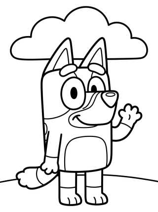 Bluey feliz saludando para colorir Desenho de Bluey feliz saludando para colorir e imprimir grátis