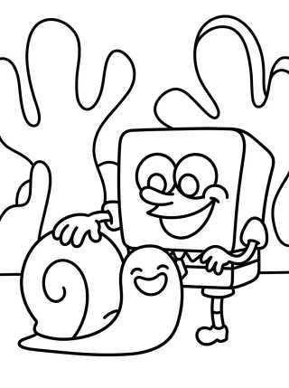 Bob Esponja con el Caracol Gary para colorir Desenho de Bob Esponja con el Caracol Gary para colorir e imprimir grátis