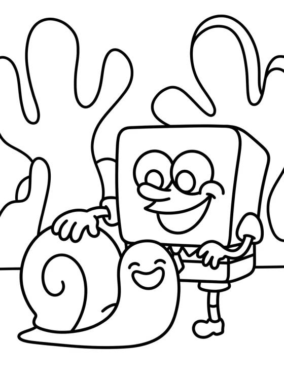 Bob Esponja con el Caracol Gary para colorir Desenho de Bob Esponja con el Caracol Gary para colorir e imprimir grátis