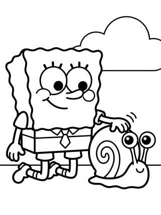 Bob Esponja y el caracol Gary para colorir Desenho de Bob Esponja y el caracol Gary para colorir e imprimir grátis