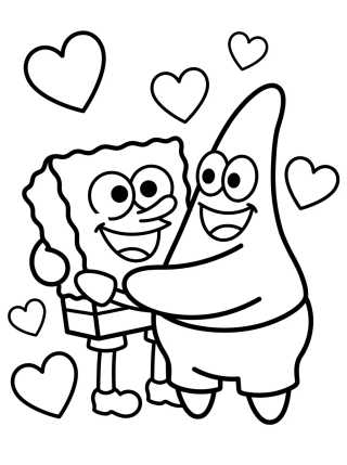 Bob Esponja y Patricio Abrazados para colorir Desenho de Bob Esponja y Patricio Abrazados para colorir e imprimir grátis