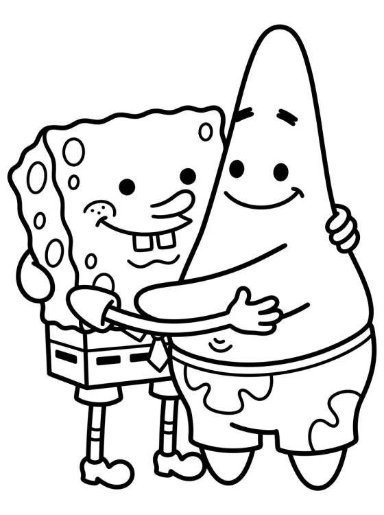 Bob Esponja y Patricio Estrella Abrazados para colorir Desenho de Bob Esponja y Patricio Estrella Abrazados para colorir e imprimir grátis
