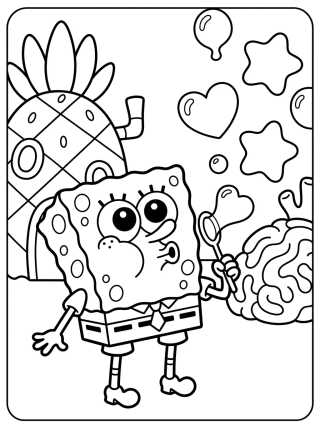 Bob Esponja Haciendo Burbujas para colorir Desenho de Bob Esponja Haciendo Burbujas para colorir e imprimir grátis