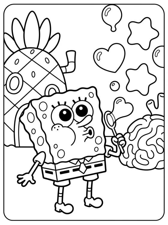 Bob Esponja Haciendo Burbujas para colorir Desenho de Bob Esponja Haciendo Burbujas para colorir e imprimir grátis