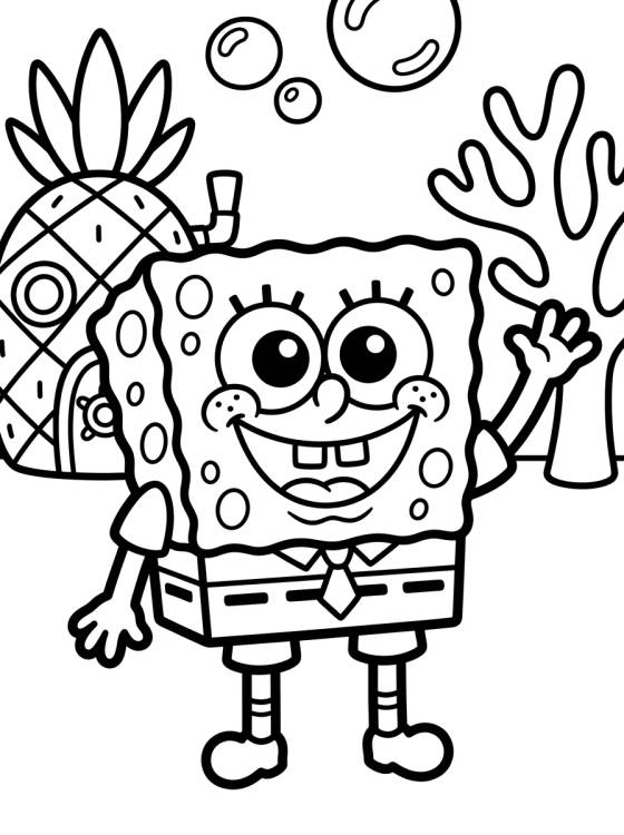 Bob Esponja Feliz Saludando para colorir Desenho de Bob Esponja Feliz Saludando para colorir e imprimir grátis