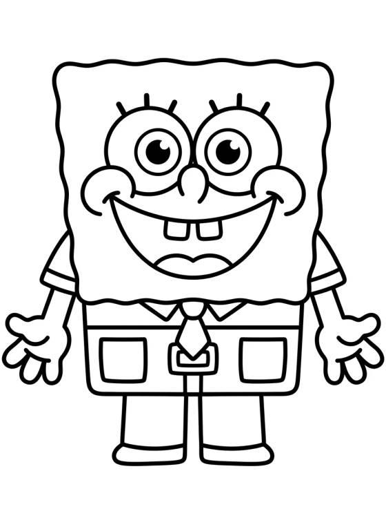 Bob Esponja Sonriente y Kawaii para colorir Desenho de Bob Esponja Sonriente y Kawaii para colorir e imprimir grátis