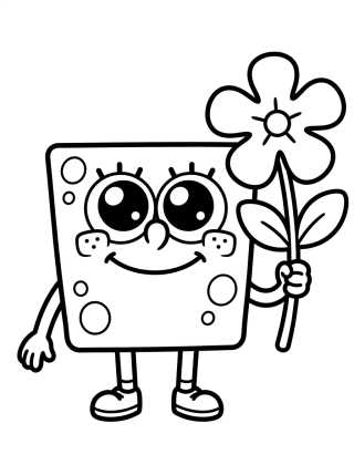 Bob Esponja Sonriente Kawaii para colorir Desenho de Bob Esponja Sonriente Kawaii para colorir e imprimir grátis