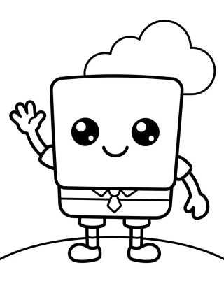 Bob Esponja Sonriente Kawaii para colorir Desenho de Bob Esponja Sonriente Kawaii para colorir e imprimir grátis