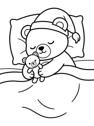 Bobbie Durmiendo con su Osito para colorir Desenho de Bobbie Durmiendo con su Osito para colorir e imprimir grátis