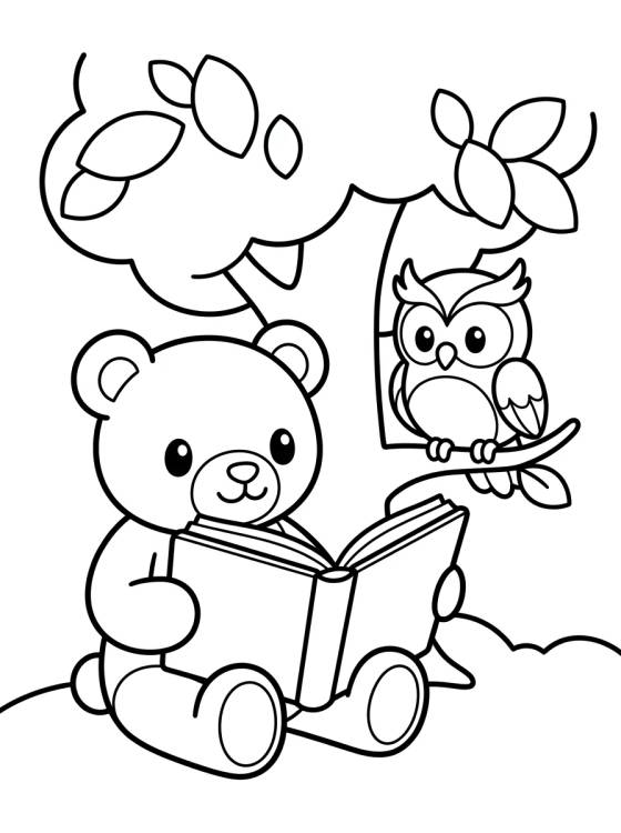 Bobbie y el Buhíto Leyendo un Libro para colorir Desenho de Bobbie y el Buhíto Leyendo un Libro para colorir e imprimir grátis