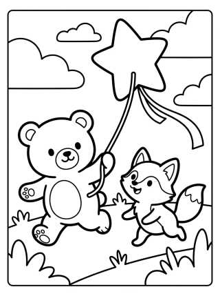 Bobbie y el Zorro Volando una Cometa para colorir Desenho de Bobbie y el Zorro Volando una Cometa para colorir e imprimir grátis