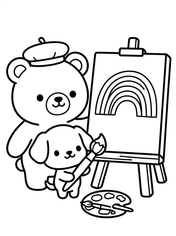 Bobbie y el Perrito Pintando para colorir Desenho de Bobbie y el Perrito Pintando para colorir e imprimir grátis