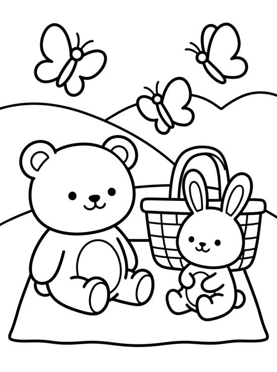Bobbie y el Conejito de Picnic para colorir Desenho de Bobbie y el Conejito de Picnic para colorir e imprimir grátis