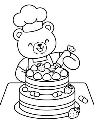 Bobbie Decorando una Torta para colorir Desenho de Bobbie Decorando una Torta para colorir e imprimir grátis
