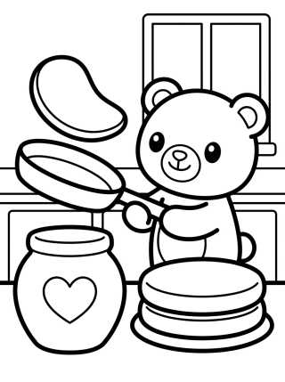 Bobbie Preparando Panqueques para colorir Desenho de Bobbie Preparando Panqueques para colorir e imprimir grátis