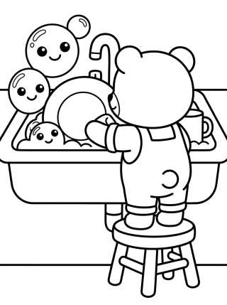 Bobbie Lavando los Platos para colorir Desenho de Bobbie Lavando los Platos para colorir e imprimir grátis
