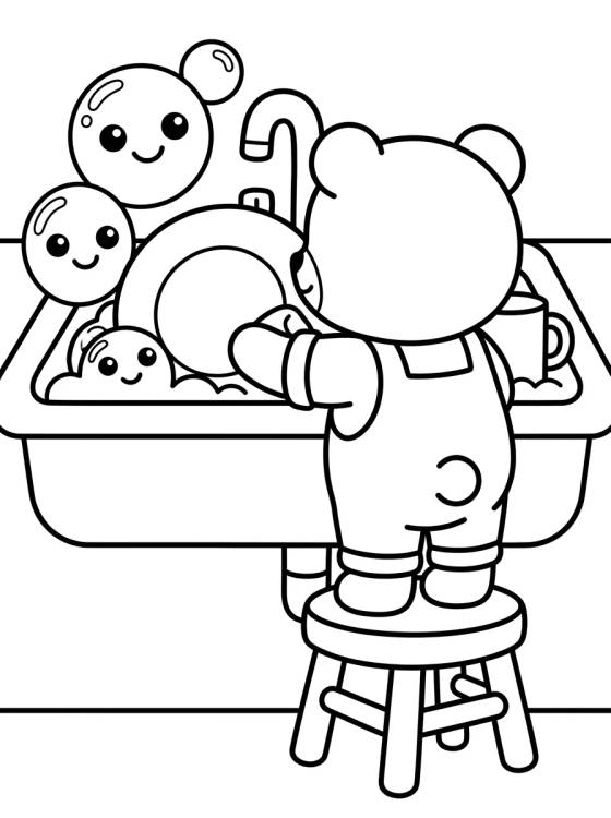 Bobbie Lavando los Platos para colorir Desenho de Bobbie Lavando los Platos para colorir e imprimir grátis
