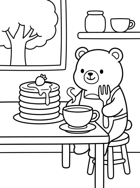 Bobbie Tomando Té con Hot Cakes para colorir Desenho de Bobbie Tomando Té con Hot Cakes para colorir e imprimir grátis