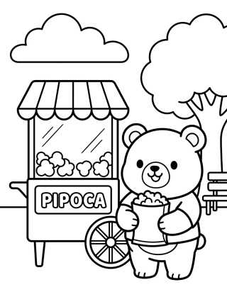 Bobbie Comprando Palomitas en la Plaza para colorir Desenho de Bobbie Comprando Palomitas en la Plaza para colorir e imprimir grátis