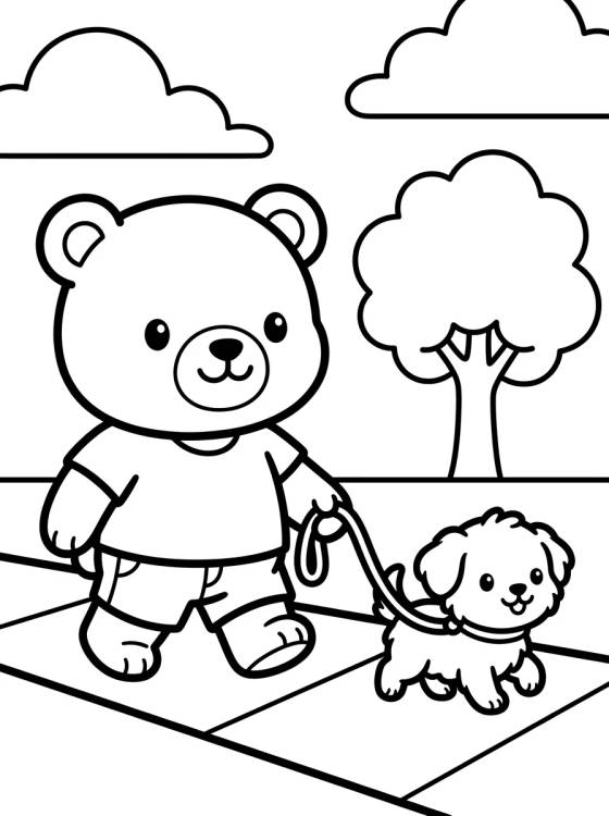 Bobbie Paseando con su Perrito para colorir Desenho de Bobbie Paseando con su Perrito para colorir e imprimir grátis