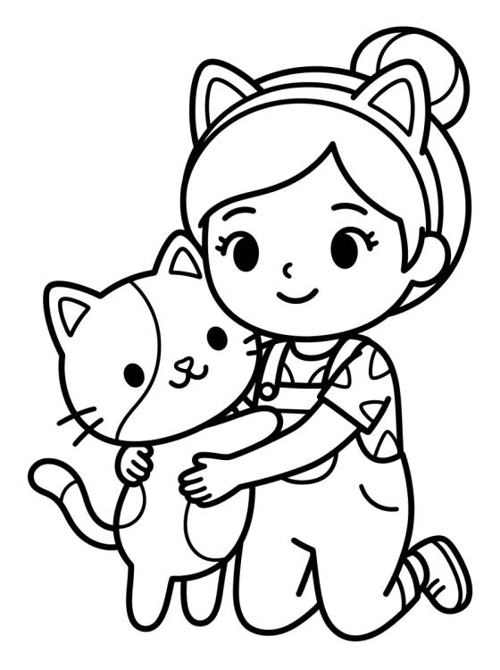 Pandy Gato Abrazando a Gabby para colorir Desenho de Pandy Gato Abrazando a Gabby para colorir e imprimir grátis
