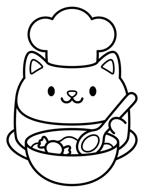 Pastelillo Gato Chef de Cocina para colorir Desenho de Pastelillo Gato Chef de Cocina para colorir e imprimir grátis