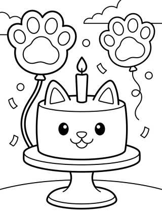 Pastelillo con Globos de Fiesta para colorir Desenho de Pastelillo con Globos de Fiesta para colorir e imprimir grátis