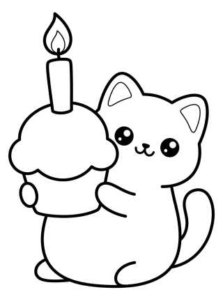 Pastelillo Festejando con un Cupcake para colorir Desenho de Pastelillo Festejando con un Cupcake para colorir e imprimir grátis