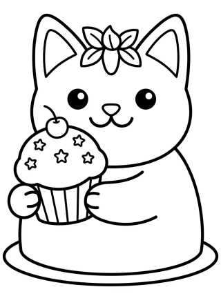 Pastelillo Feliz con Cupcake para colorir Desenho de Pastelillo Feliz con Cupcake para colorir e imprimir grátis
