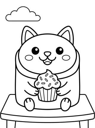 Pastelillo Feliz con Cupcake para colorir Desenho de Pastelillo Feliz con Cupcake para colorir e imprimir grátis