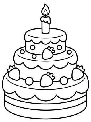 Pastel de Cumpleaños de Pisos con Velita para colorir Desenho de Pastel de Cumpleaños de Pisos con Velita para colorir e imprimir grátis