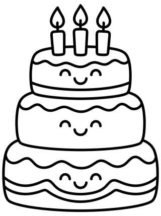 Pastel de Cumpleaños de Tres Pisos para colorir Desenho de Pastel de Cumpleaños de Tres Pisos para colorir e imprimir grátis