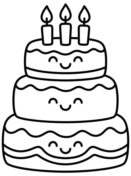 Pastel de Cumpleaños de Tres Pisos para colorir Desenho de Pastel de Cumpleaños de Tres Pisos para colorir e imprimir grátis