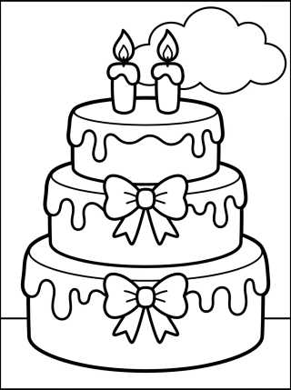 Pastel de Cumpleaños Festivo para colorir Desenho de Pastel de Cumpleaños Festivo para colorir e imprimir grátis