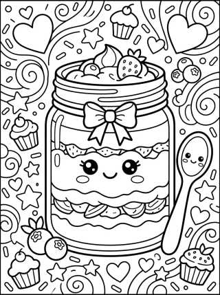 Pastel en Frasco Kawaii para colorir Desenho de Pastel en Frasco Kawaii para colorir e imprimir grátis