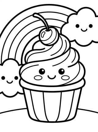Cupcake Arcoíris para colorir Desenho de Cupcake Arcoíris para colorir e imprimir grátis