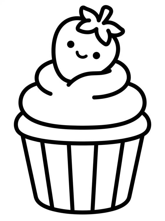 Cupcake de Fresa Tierno para colorir Desenho de Cupcake de Fresa Tierno para colorir e imprimir grátis