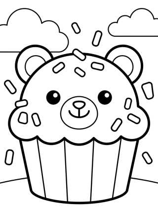 Cupcake con Forma de Osito para colorir Desenho de Cupcake con Forma de Osito para colorir e imprimir grátis