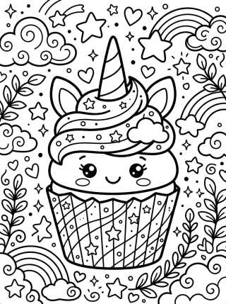 Cupcake Unicornio Mágico para colorir Desenho de Cupcake Unicornio Mágico para colorir e imprimir grátis