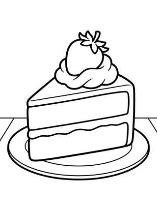 Trozo de tarta de fresa para colorir Desenho de Trozo de tarta de fresa para colorir e imprimir grátis