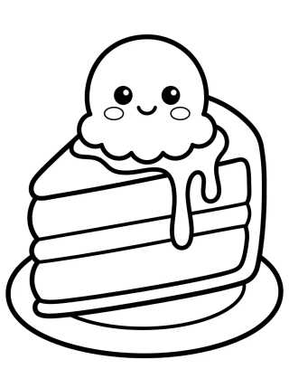 Rebanada de Pastel con Helado para colorir Desenho de Rebanada de Pastel con Helado para colorir e imprimir grátis