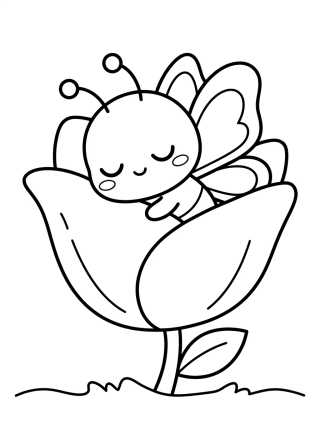 Bebé Mariposa Durmiendo en el Tulipan para colorir Desenho de Bebé Mariposa Durmiendo en el Tulipan para colorir e imprimir grátis