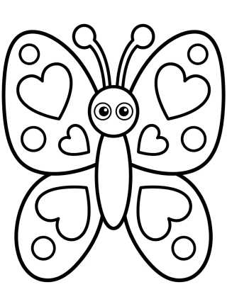Mariposa con Alas Decoradas de Corazones para colorir Desenho de Mariposa con Alas Decoradas de Corazones para colorir e imprimir grátis