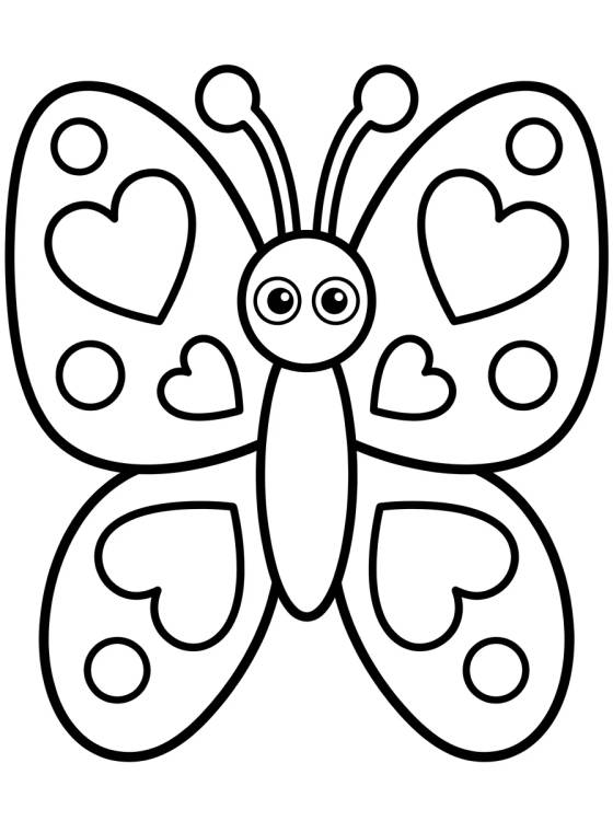 Mariposa con Alas Decoradas de Corazones para colorir Desenho de Mariposa con Alas Decoradas de Corazones para colorir e imprimir grátis