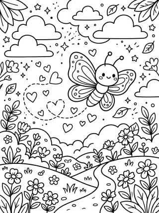 Mariposa con Rastro de Corazones para colorir Desenho de Mariposa con Rastro de Corazones para colorir e imprimir grátis