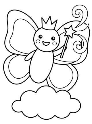 Mariposa Kawaii con Varita Mágica para colorir Desenho de Mariposa Kawaii con Varita Mágica para colorir e imprimir grátis