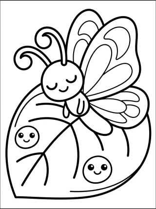 Mariposa Perezosa en la Hoja para colorir Desenho de Mariposa Perezosa en la Hoja para colorir e imprimir grátis