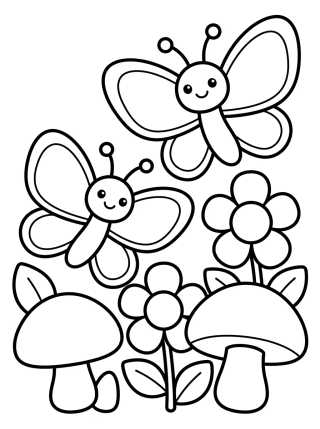 Dúo de Mariposas Amigas para colorir Desenho de Dúo de Mariposas Amigas para colorir e imprimir grátis