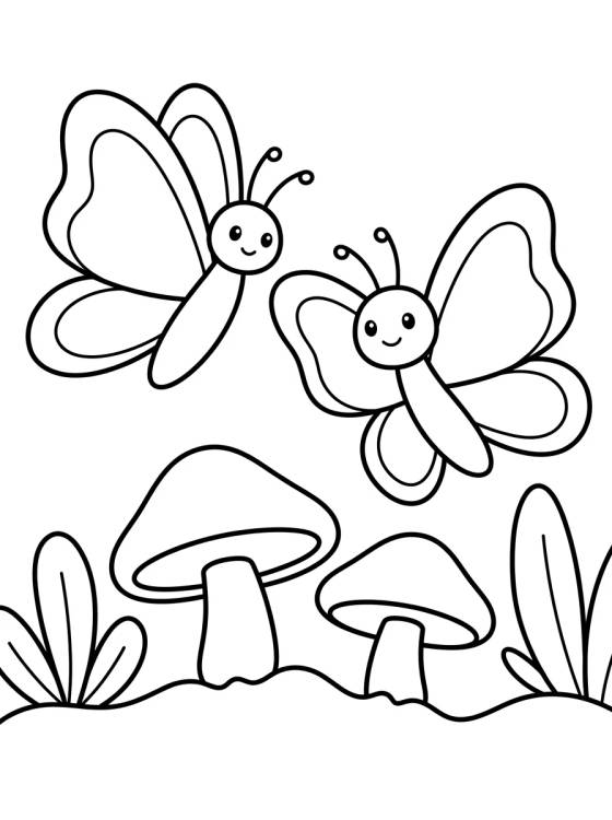 Pareja de Mariposas Amigas en el Jardín para colorir Desenho de Pareja de Mariposas Amigas en el Jardín para colorir e imprimir grátis